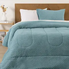 MASHINI - CUBRECAMA PLUMON CORAL 3D CON SHERPA CALIPSO 1.5 PLAZAS