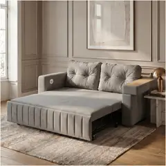 HOMER DESIGN - Sofa Cama 2 Cuerpo Alcenamiento Cama 1.5 Plazas Con Cargador