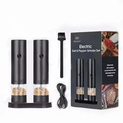 GENERICO - Molinillo Doble eléctrico sal y pimienta automático recargable con luz