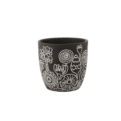 GENERICO - Set 6 Macetero Rupestre Color Negro 11cm