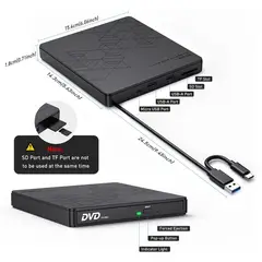 TIOZONEY - 5en1 Unidad externa de CD y DVD USB 30 portátil DVD