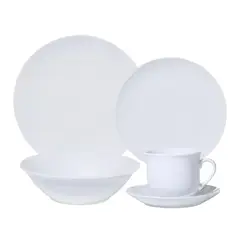 CASCAIS - Juego de Vajillas 30 Piezas Porcelana Rodondo Blanco