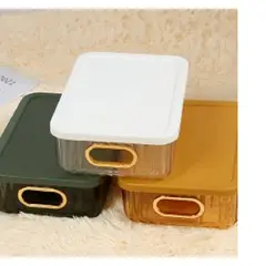 GENERICO - Set de caja organizadora plástica con tapa 3 colores blanca, gris y naranja 35 cmx 23.5 cmx 8 cm