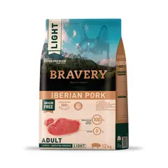 BRAVERY - Cerdo Ibérico Light Perro Adulto Razas Medianas y Grandes 12 kg
