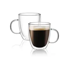 KITCHENWARE - SET 2 TAZAS AMERICANO DOBLE PARED VIDRIO BOROSILICATO 250ML