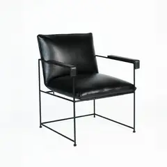 NECTAR - Sitial Borja de Cuero Natural Top Grain Negro 58x69x84 cm