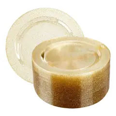 KUANGYE - 25 Pcs Platos Llanos Elegantes Plástico, Vajilla Fiesta 25cm