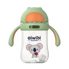AIWIBI - Botella Vaso De Agua Con Bombilla 300ml antiderrame Verde