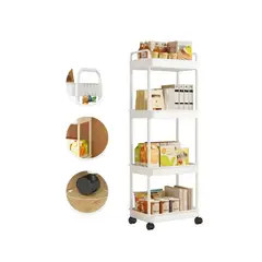 GENERICO - Carrito Organizador De Almacenamiento 4 Niveles Con Ruedas - Color Crema