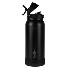 BUFFER FLASK - Termo Botella Termica Agua Buffer Acero Inoxidable 1 Lt - Negro