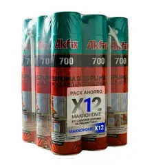 AKFIX - Caja 12 Unid Sellador Espuma Poliuretano 700 500ml