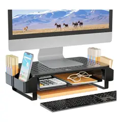 EVERSO - Soporte Elevador De Metal Para Monitor Con Cajón Organizador