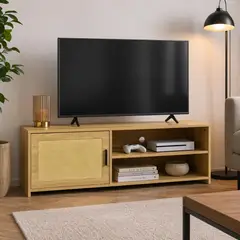 SPACE HOME - Mueble Para Tv Con Rattan Y Orificio Para Cables