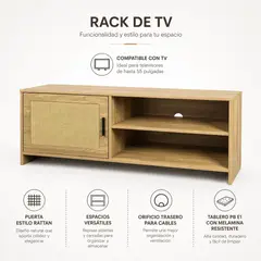 SPACE HOME - Rack De Tv Con Puerta Rattan 120x40x45 Cm