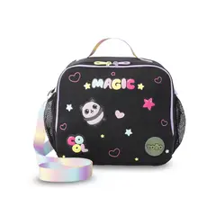 TOTTO - Lonchera Térmica Para Niña Glowing Black Grande Negra
