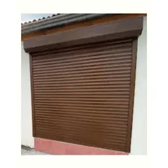 PERSIALUX - Persiana Exterior de Seguridad Color Nogal Oscuro de 2mts. Ancho x 2mts. Alto Motorizada