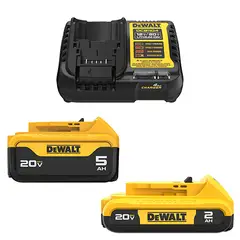 DEWALT - PACK 2 BATERIAS 20V 1 BAT 2AH + 1BAT 5AH MAS CARGADOR