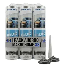 FULLTEC - Pack 3 Sellador Poliuretano Para Parabrisas Negro