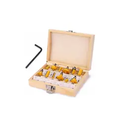 GENERICO - Juego De 12 Brocas Fresas Madera Router 6.35mm 1/4
