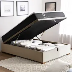 LATAM HOME - Cama Funcional Boxet Full 1,35 Mt Colchon Resortes New Top Funda Lavable Beige
