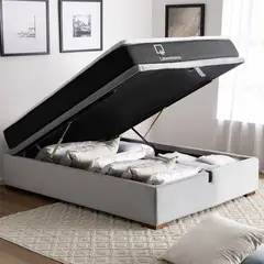 LATAM HOME - Cama Funcional Boxet Full 1,35 Mt Colchon Resortes New Top Funda Lavable Gris