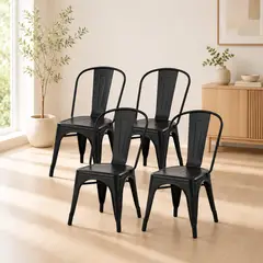 CASA BELLA - Pack 4 Silla Tolix Basic Negro Mate