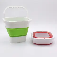 GENERICO - Cubo Plegable Cuadrado 5L - ¡Rojo o Verde al Azar