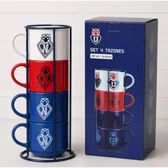 U DE CHILE - SET 4 TAZONES DE CERAMICA COLECCION 400 ML