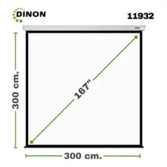 DINON - Telon Eléctrico 3x3m, Tela Fibra Vidrio Motor Tubular