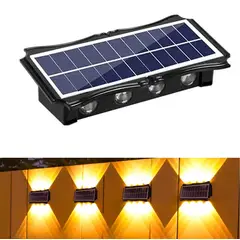 KUANGYE - Lámpara Solar De Pared Amarilla 8 Led Exterior Patio