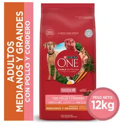 PURINA ONE - Alimento para perro PURINA® ONE® Adultos Medianos y Grandes Pollo y Cordero 12kg