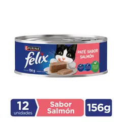 PURINA FELIX - Pack x12 Alimento húmedo para gato FELIX® Paté Salmón Lata 156g