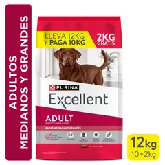 EXCELLENT - Alimento seco para perro EXCELLENT® Adultos Razas Medianas y Grandes 10+2kg regalo