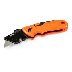 TACTIX - CUCHILLO CARTONERO PLEGABLE NARANJO CON CAMBIO RAPIDO