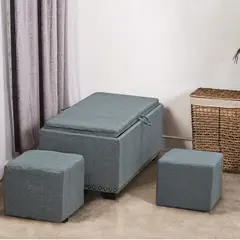 MSA MUEBLES SANTA ANA - Banqueta + 2 Pouff Grey