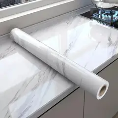 GENERICO - Papel Tapiz Adhesivo Mármol Impermeable 10 Metros Blanco