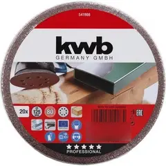 KWB - Lija Velcro 125mm Grano 80, 20 Unidades