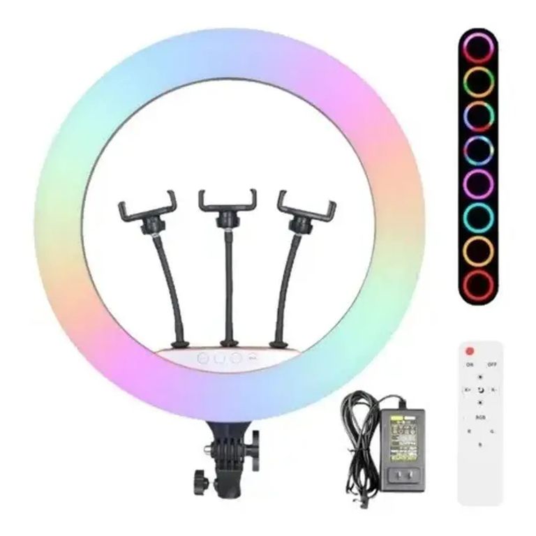 Aro Luz Led Multicolor 56cm + Control + Trípode + RGB 22 Pulgadas
