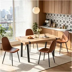 ELEMENT DESIGN - Juego De Comedor Bergen 4 Sillas en Cuero Sintético Modernas
