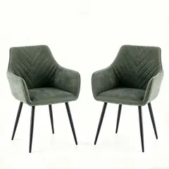 ELEMENT DESIGN - Par de Sillas de Comedor Siena Ergonómicas con Brazos Estilo Nórdico Verde