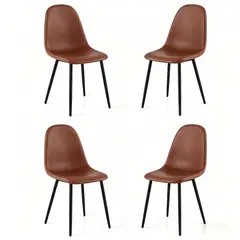 ELEMENT DESIGN - Pack 4 Sillas de Comedor Bergen Modern Ergonómicas Cuero Sintético Café