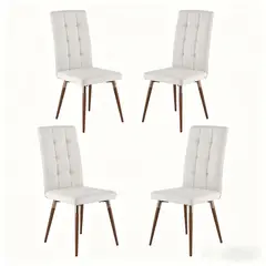 ELEMENT DESIGN - Pack 4 Sillas de Comedor Nova Ergonómico Retro Tela Beige