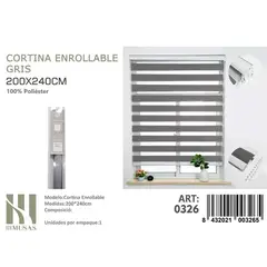 GENERICO - Cortina Roller Duo Lisa 200 x 240 color gris