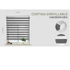 GENERICO - Cortina Roller Duo Lisa 140 x 200 Cm color Gris