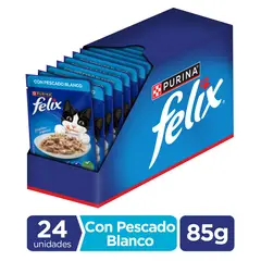 FELIX POUCH - Pack 24x Alimento húmedo para gato FELIX® Adultos con Pescado Blanco sobre 85g