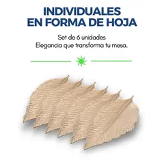 GENERICO - Individual Decorativo Forma Hoja Dorado Premium - 31 x 53 cm
