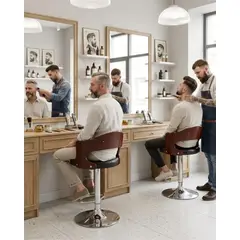 GENERICO - Silla Bar Madera y Ecocuero Premium Giratorio y Ajustable