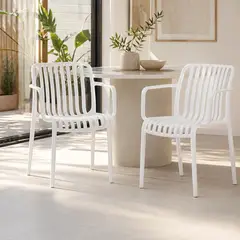 SPACE HOME - Set 2 Sillas Olimpo Blancas Diseño Moderno Para Exterior