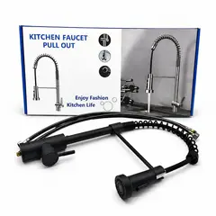 GENERICO - Grifo de Cocina Extensible Negro Mate, 360° Giratorio