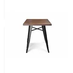 ARTIHOGAR - Mesa Tolix Bar 60x60x75 Cm con Cubierta en Madera 30 mm